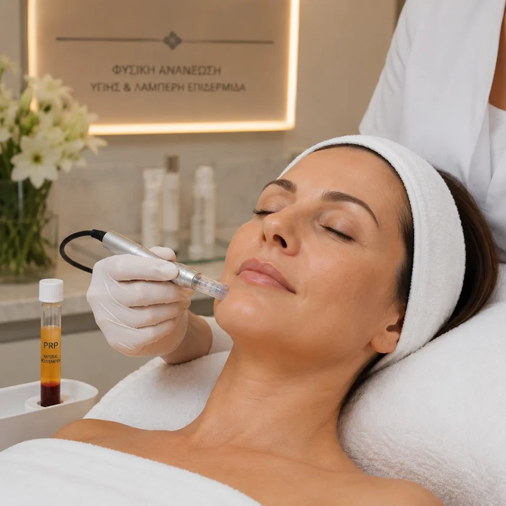 Θεραπεία microneedling και PRP για φυσική ανάπλαση προσώπου